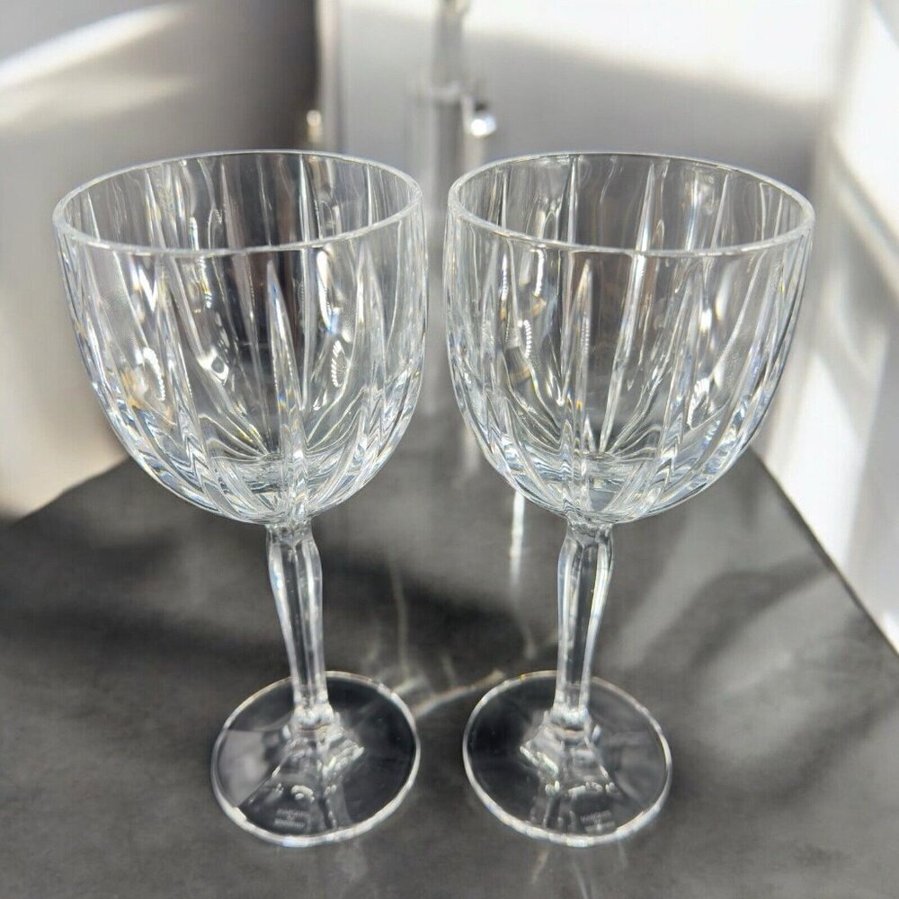 Waterford Marquis Omega Large Heavy Clear Crystal 2 Glass Goblet Drinking‎ Cups